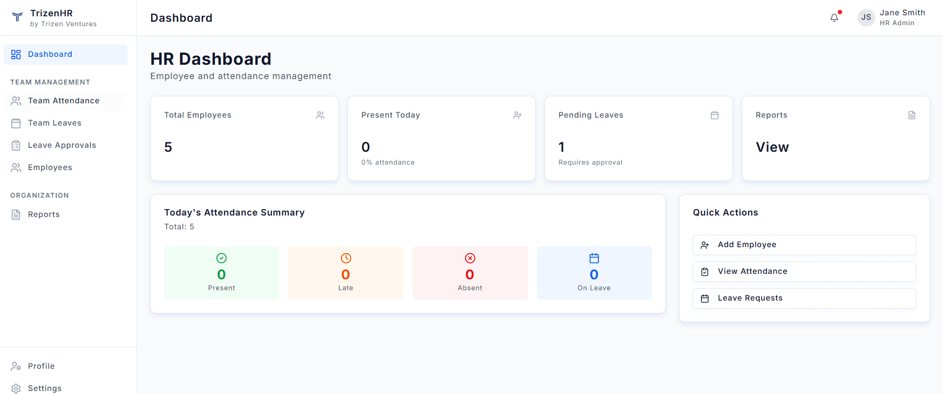 Attendance dashboard preview